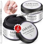 SAVILAND 30G Solid Nail Glue Gel: 2 PCS Gel Nail Glue for Acrylic Nails Strong Adhesive Solid Rhinestone Gel for Fake Nails Tips Women Home Salon DIY U V LED Lamp Cured