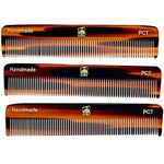 G.B.S PCT Unbreakable Stylish Pocket CombSet- Hair Styling Grooming Combs for Men, Women, All Fine-Toothed Travel Friendly Combs, Hand-Made of Cellulose Acetate, Saw Cut & Hand Polished (Pack of 3)