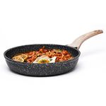 CAROTE Non Stick 24CM Frying Pan, Granite Omlette Egg Pan, Induction&Gas Fry Pan, Fish Pan, PFOA Free Black