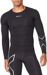 2XU Men's Compression Long Sleeve Top - Enhance Performance and Recovery - Black/Silver, Black/Silver, XX-Large