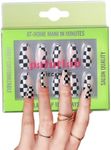 PaintLab Press-On Nails Manicure Kit, Checkmate - Almond, 30-Piece Set, Long-Lasting Fake Nails with Glue, File, Prep Pad & Cuticle Stick