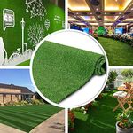 Synthetic Artificial Grass Turf 5FTX8FT, Indoor Outdoor Balcony Garden Pet Rug Turf Home Decor, Faux Grass Rug Carpet with Drainage Holes