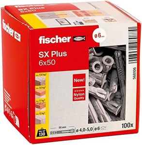 fischer 568106 SX Plus 6x50 para fijar lámparas, cuadros, aires acondicionados, (Caja 100 unidades)