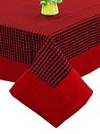 Kuber Industries 100% Cotton Dining Table Cover 6 Seater | Checkered Pattern Rectangular Large Dining Table Cloth for Living Room | Hall | Home | Restaurant (90 x 60 Inches Size) (Maroon)