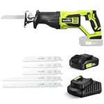 Reciprocating Saw - SnapFresh Cordless Reciprocating Saw for Woods Metal Plastic Cutting, 0-3000 SPM Powerful Motor Reciprocating Saw, Lightweight Cordless Design, Battery-powered