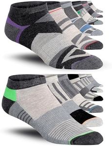JAMES FIALLO Men's 12 Pack Elegant Grayscale with Striking Dark Stripes and Vibrant Accents Sport Socks Low Cut, 2921-T1