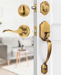 Brightify Antique Brass Front Door Lock Set, Keyed Entry Door Handle with Deadbolt for Home Security, Reversible Left/Right-Hand, Adjustable Latch, Fits 1-3/8" to 1-3/4" Door Thickness
