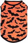 Fitwarm 100% Cotton Halloween Dog Clothes Scary Bat Dog Costumes Doggie Shirts Puppy Shirt Pet Vest Tank Top Cat Tee Orange X-Small