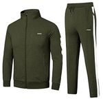 Cotrasen Men's Tracksuit 2 Piece Set Full Zip Casual Running Jogging Athletic Sweatsuit, Green, X-Large