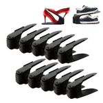 FENGSHENG-SHOP Shoe Slots Pack Of 24 Space-Saving Adjustable Shoe Storage Organiser with 3-Level Height, Non-Slip Shelf Holder, Plastic Black