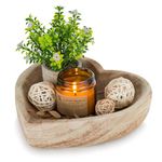 Hanobe Decorative Dough Bowl Heart: Wood Small Bowls Decor Wooden Rustic for Potpourri Key Table Centerpiece 20cm