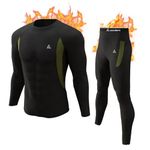 CL convallaria Thermal Underwear for Men Long Johns Fleece Lined Base Layer Top and Bottom Set for Cold Weather Black-L