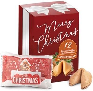 Christmas Fortune Cookies – Gingerbread Flavored, Holiday Edition with Merry Christmas Wrappers & Festive Fortunes – Individually Wrapped Holiday Treats & Stocking Stuffers (12 Pack)