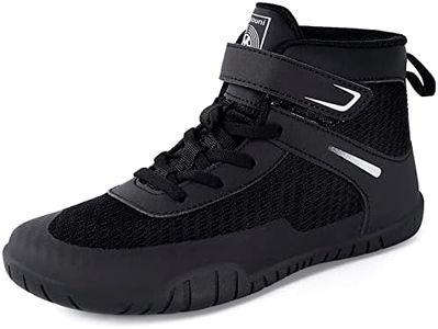 Sisttke Kid's Wrestling Shoes Youth Boxing Shoes Mid Top Sneakers Black