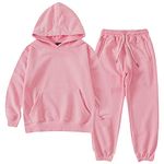 amropi Boy's Hoodie Tracksuit Set Pullover Sweatshirt Jogging Pants 2 Pieces Sweatsuit Pink, 11-12 Years