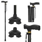 supregear Folding Cane, Foldable Walking Cane with Adjustable Height Portable Walking Stick for Mobility & Daily Living Aids Collapsible Cane with Extra Wide Self Standing Tip, Black