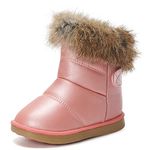 KVbabby Toddler boots Kids Snow Boots Girl's Warm Winter Boots Waterproof Boot PU Leather Non-slip, Pink, 6 Toddler