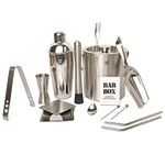 Bar Box 15 Piece Cocktail Shaker Set - Food Grade Stainless Steel Bartender Kit Ice Bucket Set and Coasters - Perfect Kitchen Accessory and Birthday Gift for Husband - Ideal Bar Set Drinks at Home