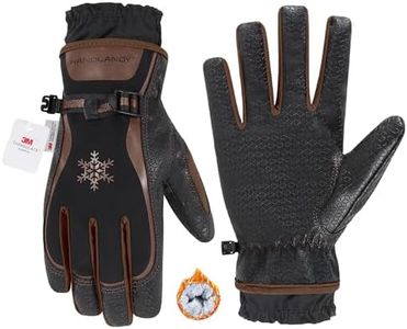 HANDLANDY Winter Work Gloves for Men Women, Warm 3M Thinsulate Insulated Waterproof Thermal Touchscreen Gloves for Cold Weather Working, Hiking, Skiing, Driving (Brown, Medium)