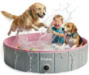 Furrybaby Dog Pool, Foldable Dog Pools for Large Dogs Portable Pet Pool Kiddie Pool Doggie Wading Pool Dog Swimming Pool(Pink 47'') Indoor and Outdoor