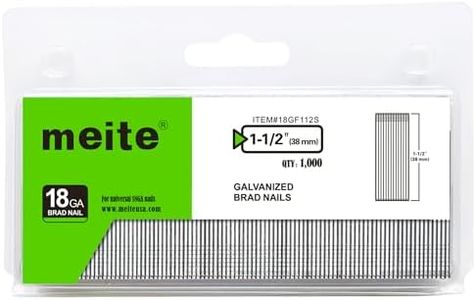 meite F38 18 Gauge 1 1/2 Inch Galvanized Brad Nail Ideal for Upholstery, Trims, Molding, Woodworking 1,000 PCS/Small Pack