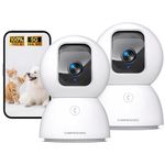 CINMOORE 5G Security Camera Indoor 2-Pack, No-Monthly-Fee AI Tracking Facial Recognition, 3K Pet/Dog Camera with Speaker/Phone App, PTZ WiFi Baby Monitor Cameras for Home Security, 0-Glow Night Vision