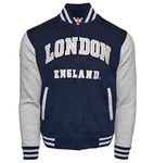 LE170NG London England Unisex Baseball Jacket Navy Grey (M)