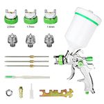 HVLP Gravity Feed Air Spray Gun, 600CC Cup Paint Sprayer with 3 Nozzles 1.4mm 1.7mm 2.0mm Pro Painting Tool for Car Primer, Surface Painting, Coatings