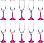 DISCOUNT PROMOS Premiere Champagne Flutes 6.25 oz. Set of 10, Bulk Pack - Elegant Drinkware for Weddings, Events, & Promotional Gifts - Pink