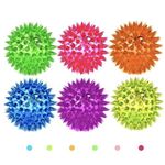 6 Spiky 6.5cm LED Flashing Bouncy Disco Balls with Light, Squishy Stress Relief Fidget Squeezy Spikey Ball Toy for OCD ADHD ADD & Autism High Anxiety Levels, Pet Toy or Baby Sensory Class (6_Pack)