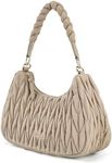 BAGSMART Shoulder Bags for Women, Small Puffer Casual Quilted Handbags for Everyday, Fluffy Crescent Shoulder Bag with Woven Top-Handle, Camel