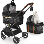 PAWZIDEA Dog Stroller 4 in 1, Pet Stroller for Cats with Detachable Carrier for Small/Medium Dogs/Cats, Seatbelt Car Seat Combo, Cozy House, Foldable & Lightweight Jogger Strollers, Storage Basket