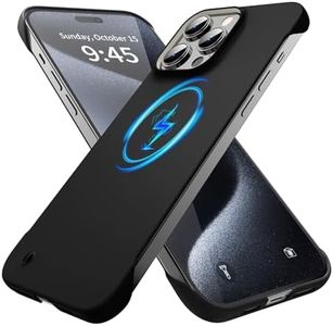 GRECAZO Magnetic Slim Case for iPhone 15 Pro Mobile Phone Case 6.1 Inch (2023) Ultralight Thin Frameless Matte Hard MagSafe Cover with Pull Ring Shockproof Non-Slip Rope - Black
