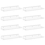 Lifewit Floating Shelves Wall Mounted, 8 Pack 15" Clear Acrylic Wall Storage Kids Bookshelf Display Ledge Holder Decor for Book/Magazine/Photo/Makeup/Figures in Bathroom, Living Room, Bedroom, Kitchen