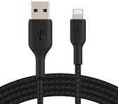 Belkin BoostCharge Braided Lightning Cable - 6.6ft/2M - MFi Certified Apple iPhone Charger USB to Lightning Cable 6ft - iPhone Cable - iPhone Charger Cable - Apple Charger - USB Phone Charger - Black