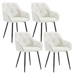WOLTU Set of 4 Dining Chairs Kitchen Chairs Upholstered Living Room Chairs with Backrest, Armrests, Metal Legs, Ergonomic Chairs for Lounge, Office, Dressing Table Chairs, Velvet, Cream