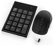 Wireless Number Pad and Mouse Combo,2.4G 19 Keys USB Wireless Numeric Keypad,3 Adjustable Silent Mouse Speeds DPI 800/1200/1600,Set for Laptop,Notebook,Desktop,PC Computer-Use One USB Receiver