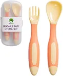 Mars Baby Silicone Baby Spoons Set for Self-Feeding - Bendable Learning Utensils for Toddlers - Perfect for Introducing Solids - With Travel Case - Orange