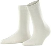 FALKE Women's Cosy Wool Socks, Warming, Merino Viscose Cashmere, Crew Length, Light Boot Stockings, Trendy Clothing, White (Off-White 2049), 5-7.5, 1 Pair