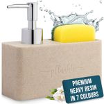 Kitchen Sink Soap Holder for Kitchen Soap Stand for Sink – Kitchen Dispenser Liquid Soap Dispenser Set Kitchen Countertop Organizer – Dishwasher Liquid Dispenser for Kitchen Sink Organiser (Beige)