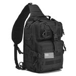 hopopower 20 Litres Tactical Sling Bag Pack Military Assault Rucksack Shoulder Bag Backpack Chest Pack Handbag Waterproof For Travel School Hiking Camping Trekking Exploring Fishing Hunting - Black