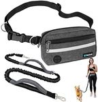 PetAmi Hands Free Dog Leash, Dog Running Leash Belt for Walking, Jogging, Dog Waist Zipper Pouch with Poop Bag Dispenser, Dual Padded Handles, Reflective Durable Bungee Leash, Double