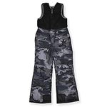 Arctic Quest Polar Fleece Water Resistant Insulated Unisex Boys and Girls Unisex Ski & Snow Bib Pants Overalls, Black Camo, 14-16
