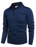 COOFANDY Men's Dressy Sweater Business Long Sleeve Thermal Fall Winter Sweatshirts Navy Blue