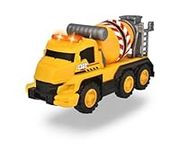 Dickie Toys 203302024, Concrete Mixer, Manual Rotating, Truck with Drum, Toy Car, Light & Sound, Includes Batteries, 16 cm, Yellow