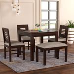 Adichwal Furniture Solid Sheesham Wood 3 Chair with1 Bench Dining Set with Cushioned Chairs for Dining Room | Living Room | Home & Office | Hotels Restaurant (4 Seater with Bench, Walnut)