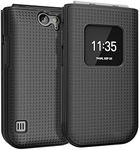 Nakedcellphone Case for Nokia 2720 V Flip Phone, [Black] Protective Snap-On Hard Shell Cover [Grid Texture] for Verizon TA-1295, 2720V