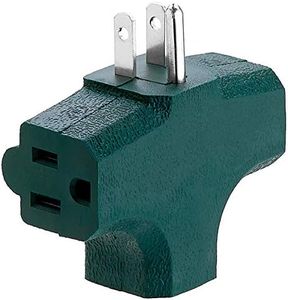 Katzco 3 Way T Straight Shaped with Plug Locations on the left, Right, and Middle for Behind Furniture - Wall Outlet Splitter Triple Prong Wall Plug Adapter - Green Color - UL Listed, 1 Piece