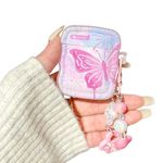 Reownest Compatible for AirPods 2&1 Case Fireworks Butterfly Design Cute Bling Star Keychain Soft TPU Protective Shockproof Case for Girls Women-Pink