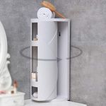 Hiru Multifunction Bathroom Kitchen Corner Locker Cosmetic Plastic ABS Storage Rack Cabinet Storage Shelf Rotating Triangle Shelf- White